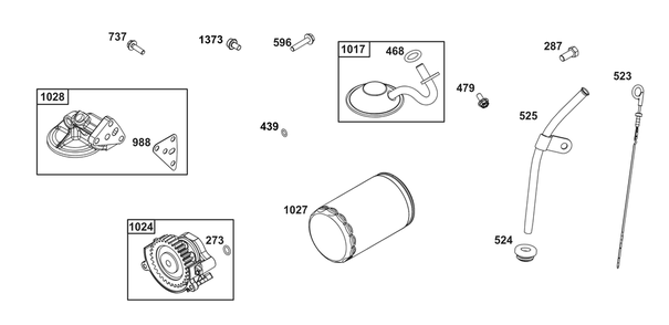 Lubrication Group Diagram and Parts List for 356447-3539-G1 200000 - 399999 Briggs and Stratton Engine